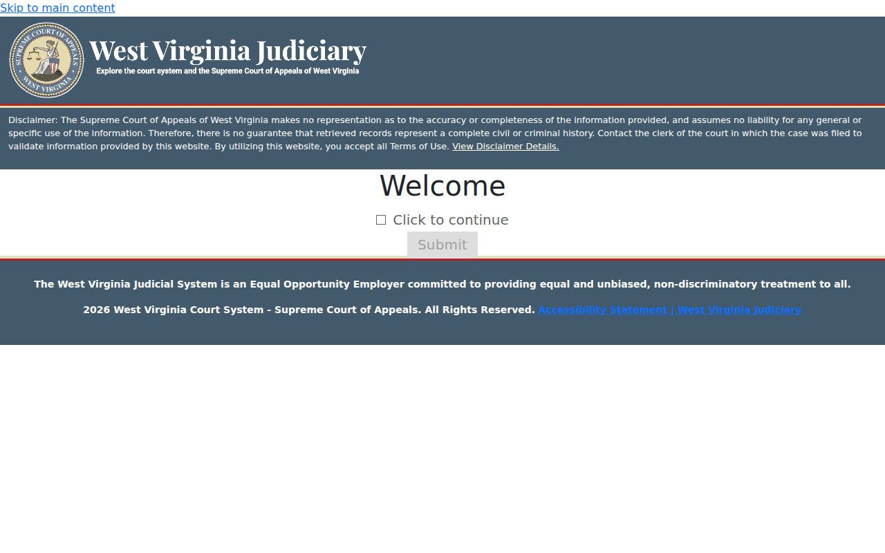 Monongalia County criminal docket MCR search screen