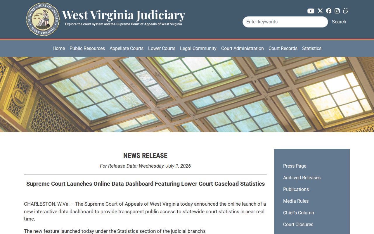 Monongalia County case lookup statistics and CourtOne announcement