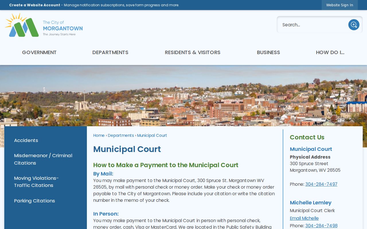 Morgantown Municipal Court contact and payment information