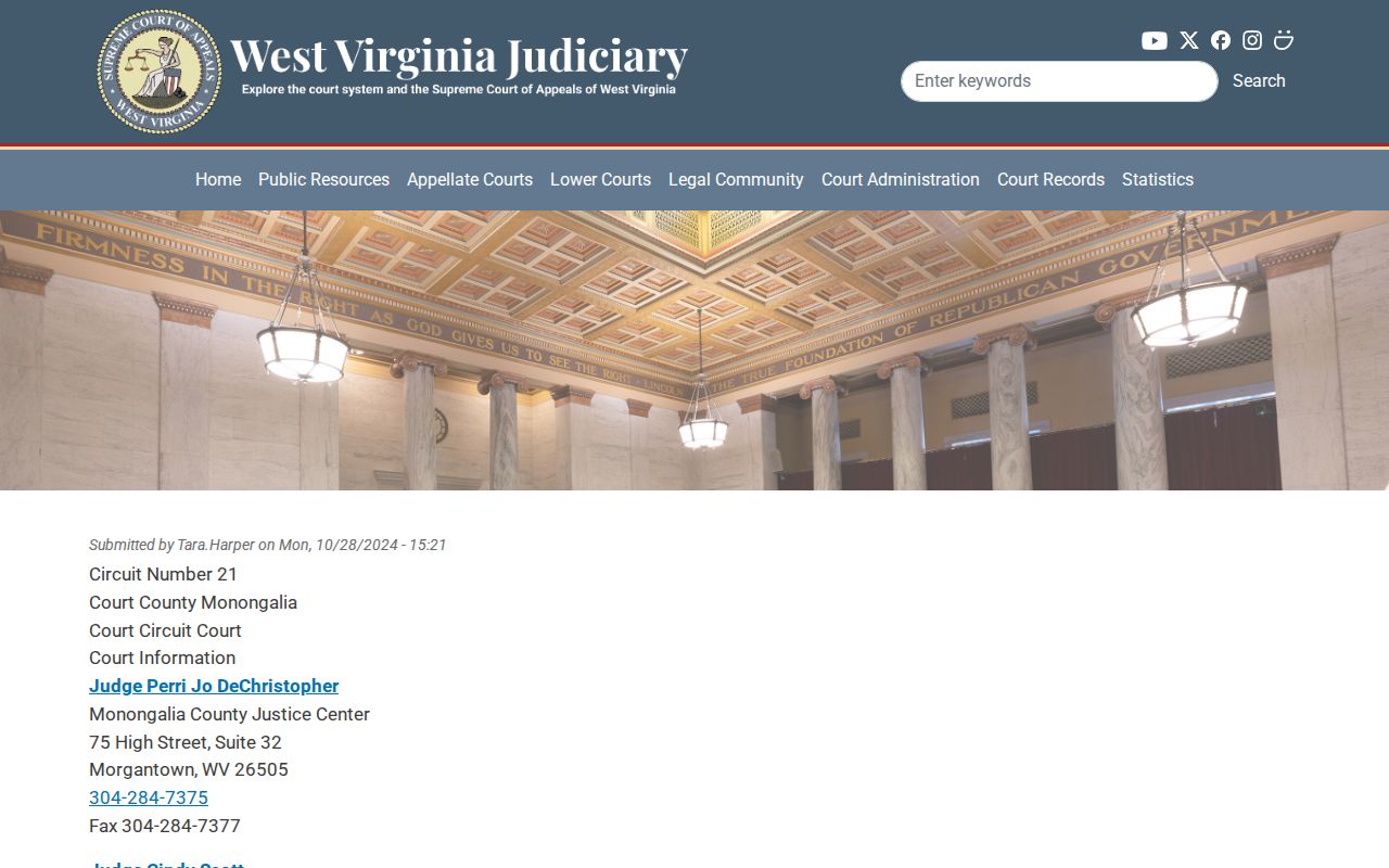 Monongalia County court docket Twenty-First Judicial Circuit page